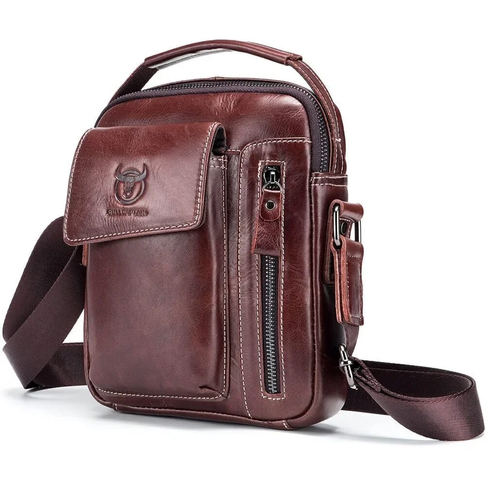 💫 Lukzijaes Leather Genuine Men Red Small Lightweight Sling Messenger Bags